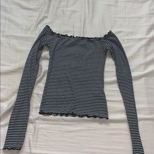 Striped off the shoulder long sleeve (used)